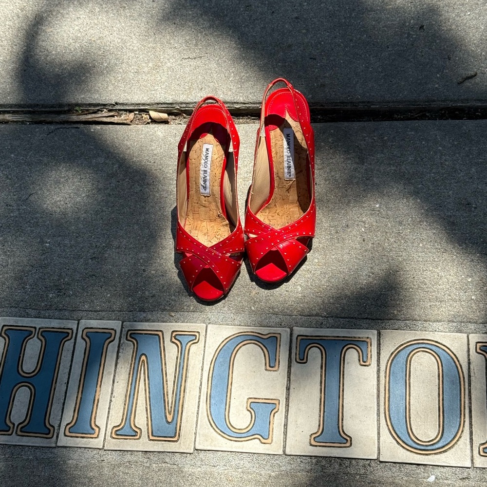 Manolo Blahnik Red Sandals Classic Design